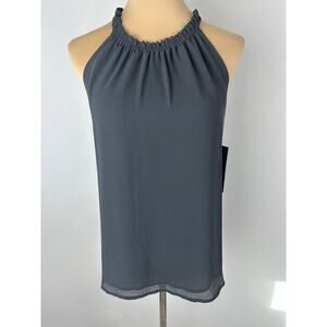 Daily Look NWT Size S Tank Mock Halter Charcoal Gray Flowy Professional Career